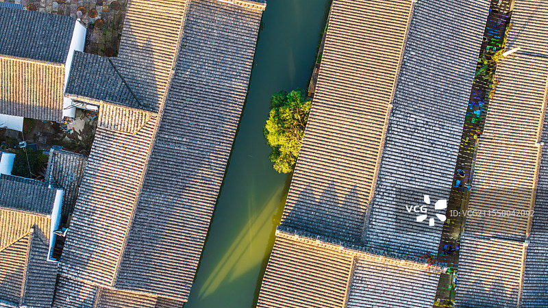 绍兴柯桥古镇航拍图片素材