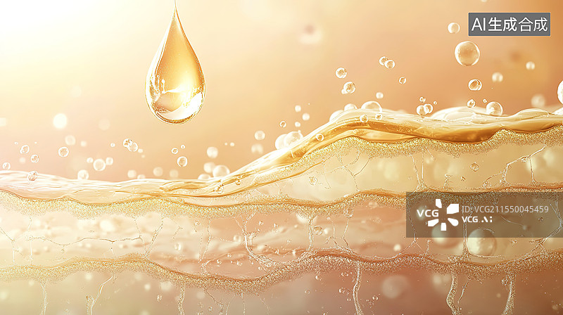 【AI数字艺术】一滴精华落在皮肤结构上图片素材