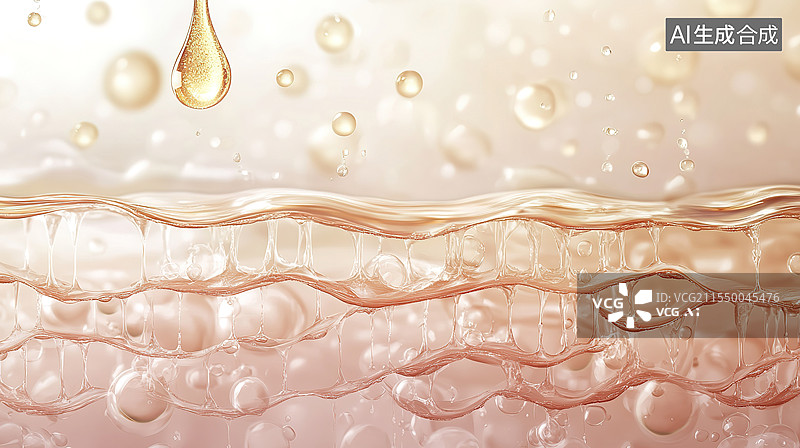 【AI数字艺术】一滴精华落在皮肤结构上图片素材
