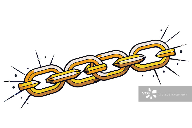 金色破裂链条的抽象表现图片素材