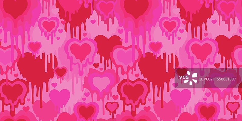 粉色心形斑点滴落无缝图案图片素材