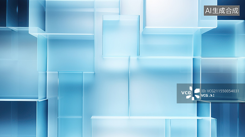 【AI数字艺术】科技感未来感透明立方体晶体抽象背景图片素材