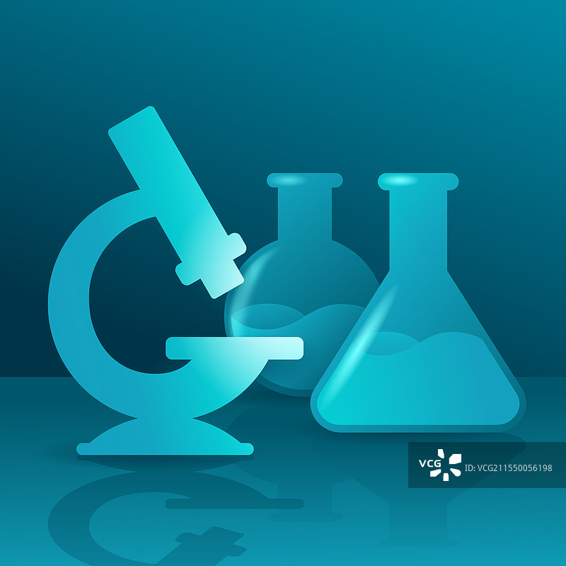 蓝色背景上的实验室测试设备图片素材