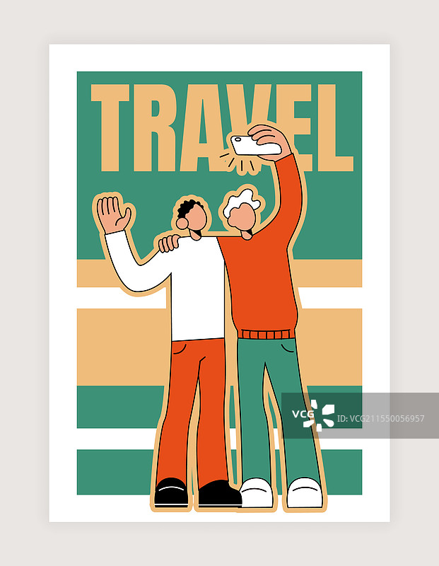 旅行中的快乐男士们在自拍图片素材