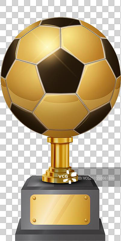 逼真的金色足球奖杯孤立在白色背景上图片素材
