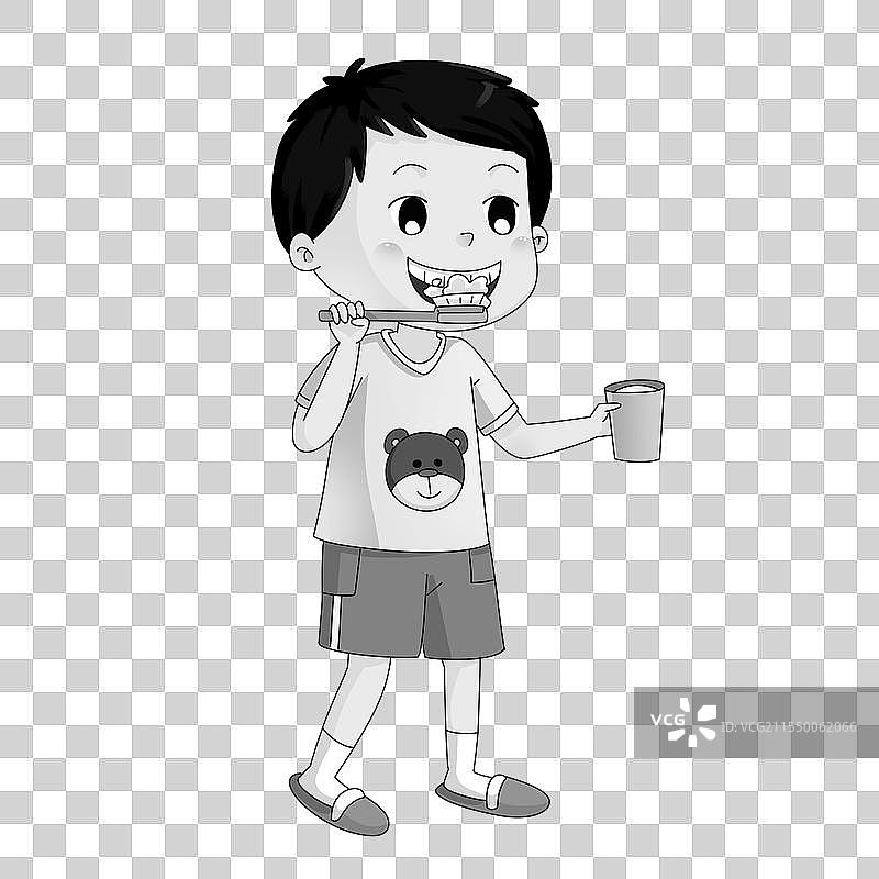 刷牙黑白图片素材