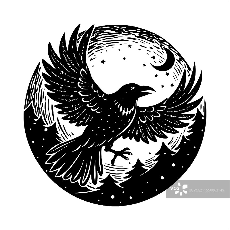 乌鸦月图片素材