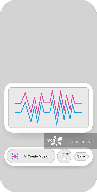 AI音乐创作移动应用界面与视觉效果图片素材