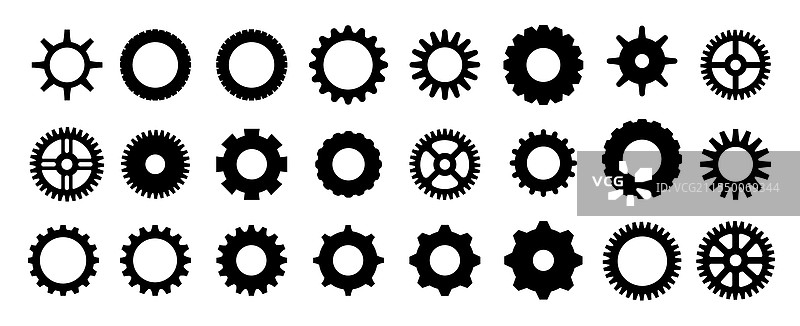 齿轮形状线条图标平面机械齿轮图标图片素材