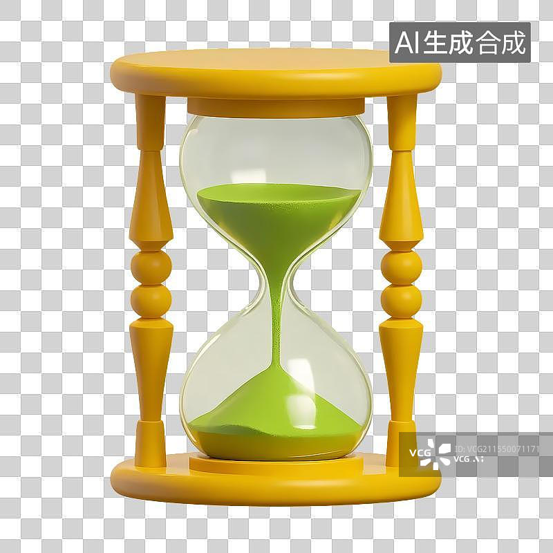 【AI数字艺术】黄绿色沙漏3D卡通元素图片素材
