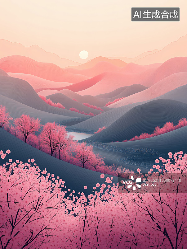 【AI数字艺术】春天梅花林风光图片素材