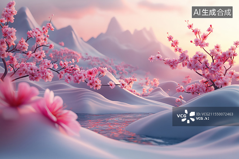 【AI数字艺术】春天梅花林风光图片素材