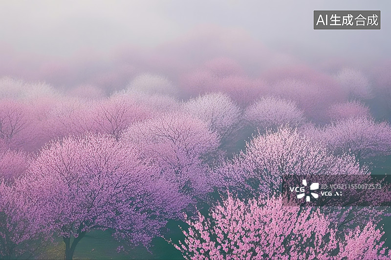 【AI数字艺术】春天梅花林风光图片素材