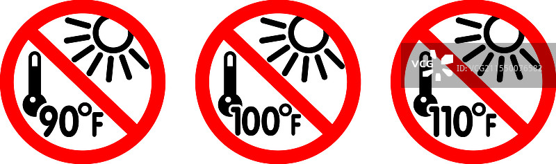 请勿暴露于高温的符号集图片素材