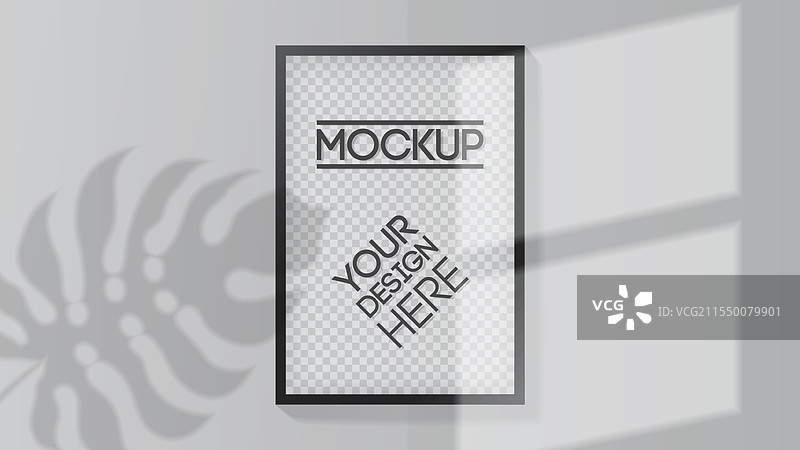 一幅黑色空白相框，适合挂在墙上图片素材