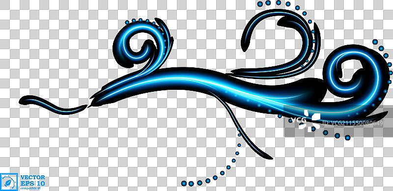 抽象的蓝色花卉漩涡与透明效果图片素材