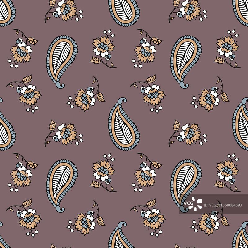 佩斯利花卉达马斯克风格图案背景图片素材