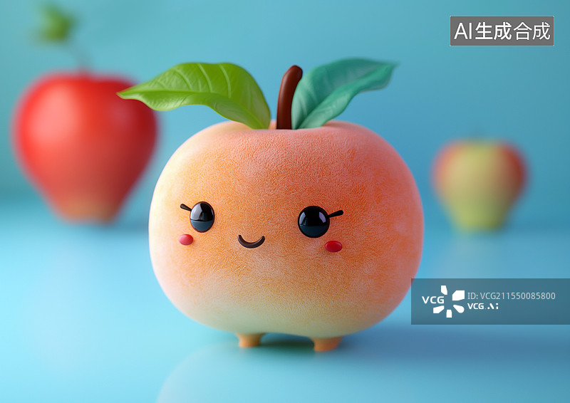 【AI数字艺术】可爱的3D卡通小苹果图片素材