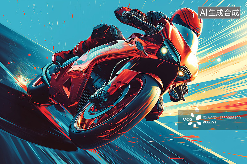 【AI数字艺术】一个骑摩托车的赛车手图片素材