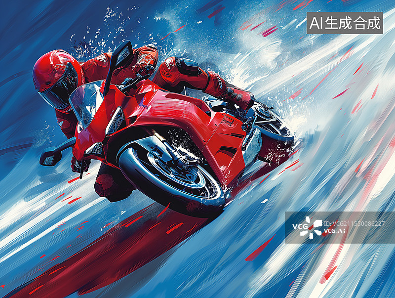 【AI数字艺术】一个骑摩托车的赛车手图片素材