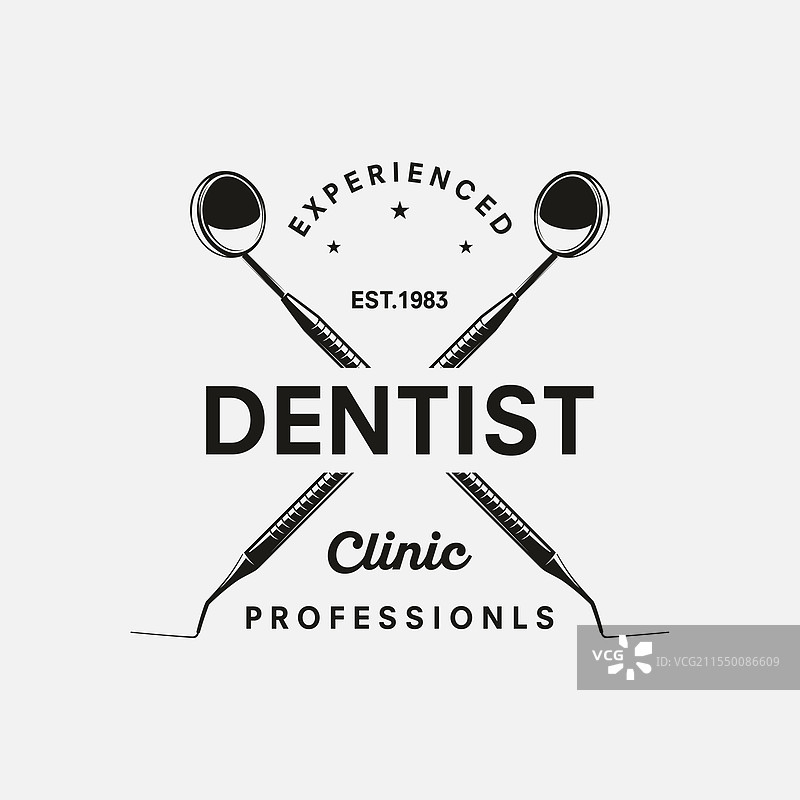 复古风格的牙科诊所模板，背景为纯白色图片素材