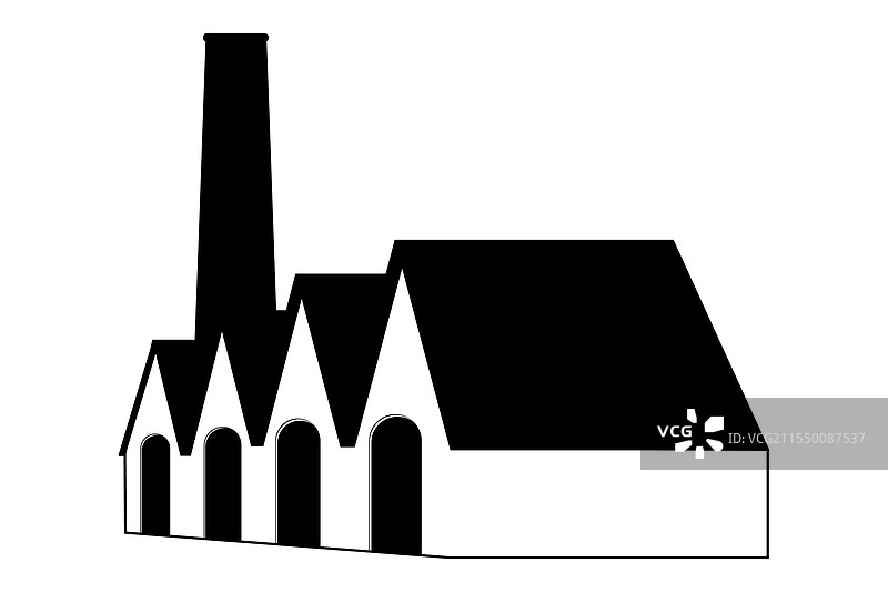 复古工厂图标与烟囱剪贴画图片素材