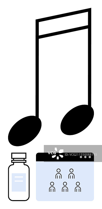 药瓶上方的音符与虚拟元素图片素材