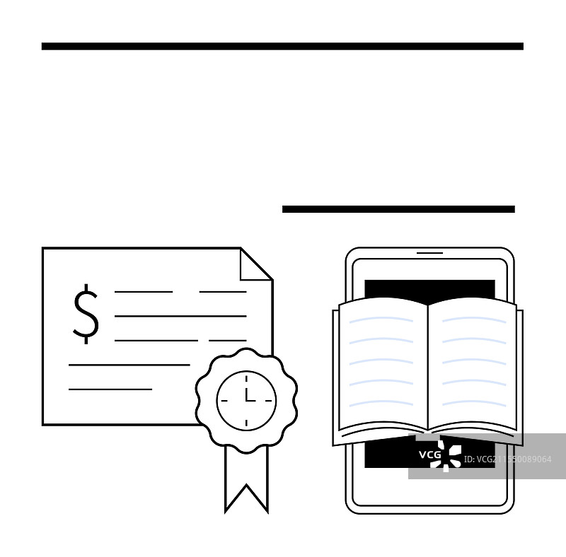 在线教育证书与数字书籍图片素材