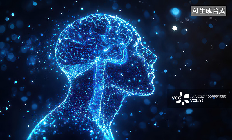 【AI数字艺术】虚拟科学人类大脑身体投影图片素材