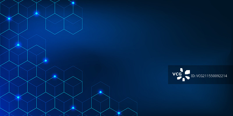 数字技术与六边形几何图案图片素材
