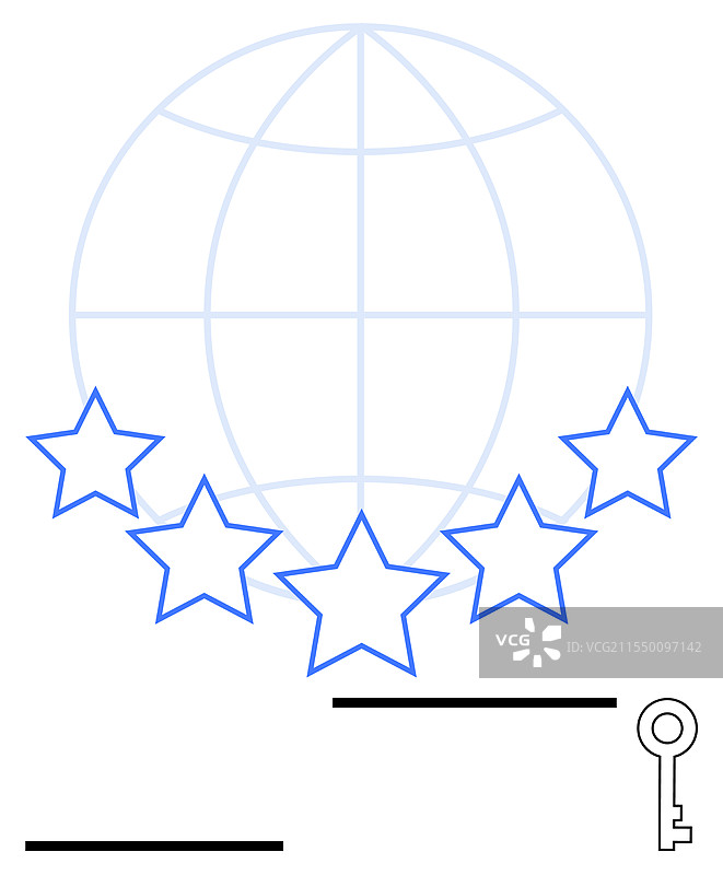 全球卓越概念与五颗星的地球图片素材