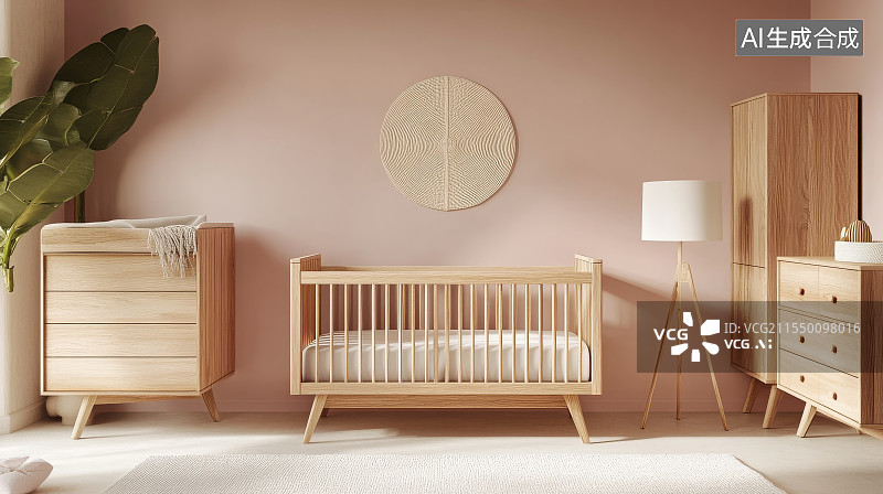 【AI数字艺术】时尚可爱婴儿房，儿童房图片素材