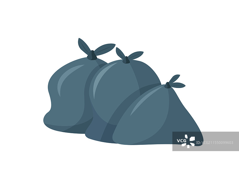 一组灰色塑料垃圾袋放在白色背景上图片素材