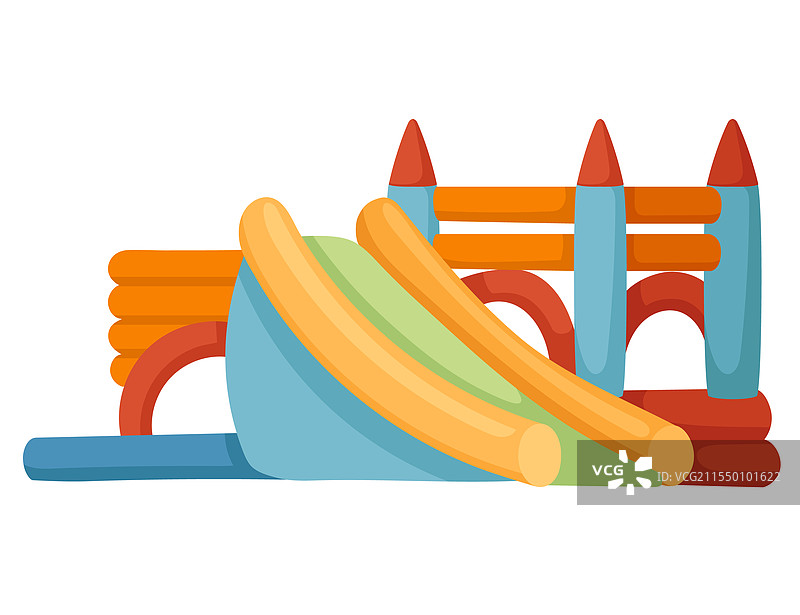 充气城堡，带塔和滑梯图片素材