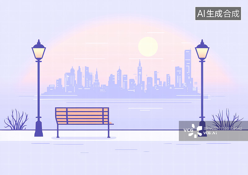【AI数字艺术】城市公园长椅图片素材