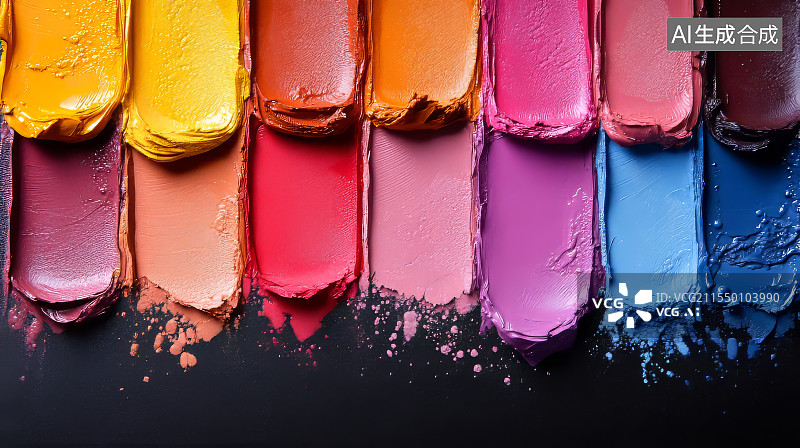 【AI数字艺术】彩色颜料涂抹拼接特写图片素材