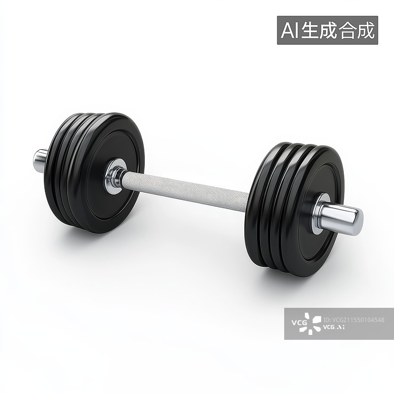 【AI数字艺术】黑色金属哑铃白色背景特写图片素材