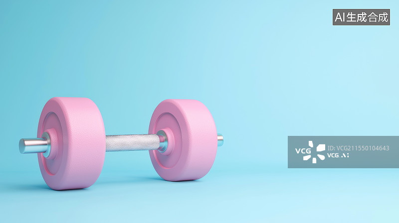 【AI数字艺术】粉色哑铃放置在蓝色背景图片素材