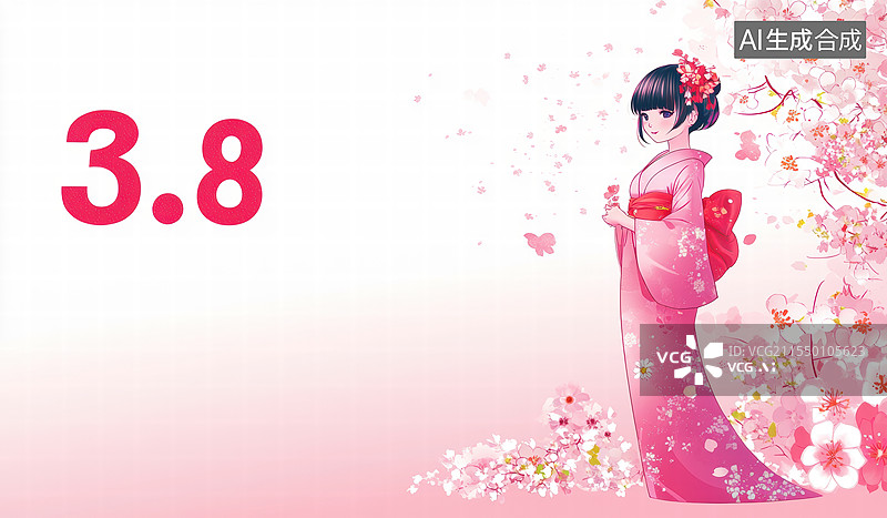 【AI数字艺术】三月八日妇女节的樱花少女图片素材