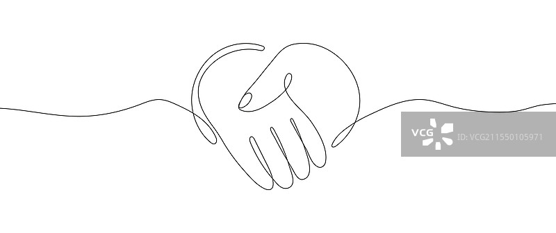 连续线条绘制的握手图案图片素材