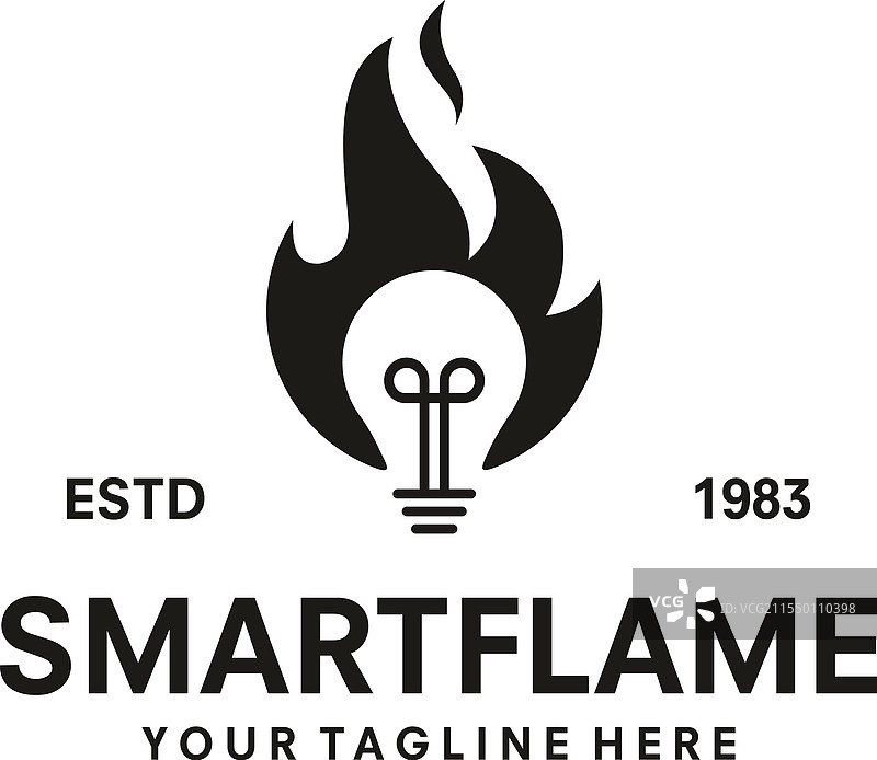 白色背景上的火焰灯泡图标图片素材