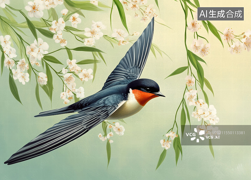【AI数字艺术】飞翔的燕子图片素材
