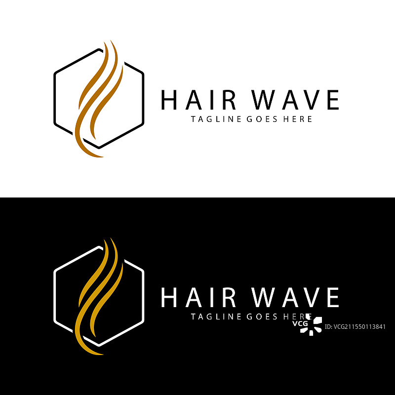 波浪形发型标志设计模板图片素材