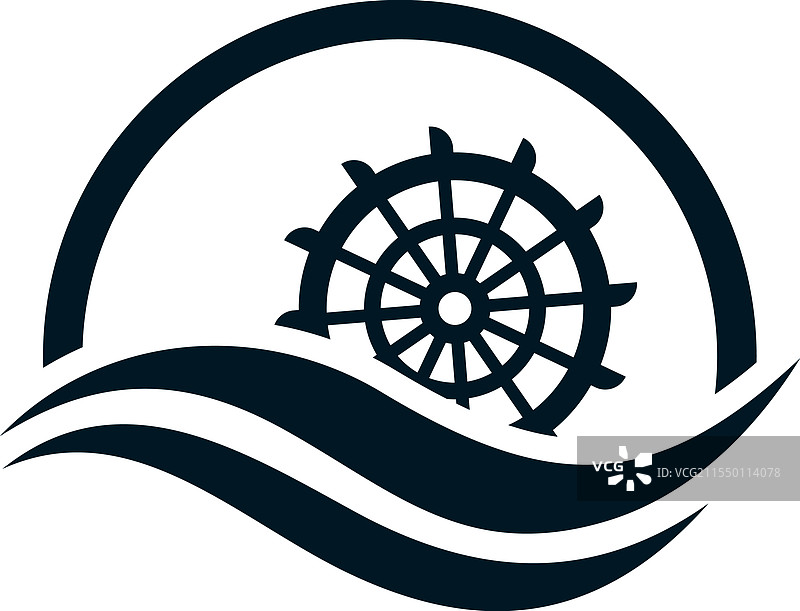 船舵线条艺术logo设计模板图片素材