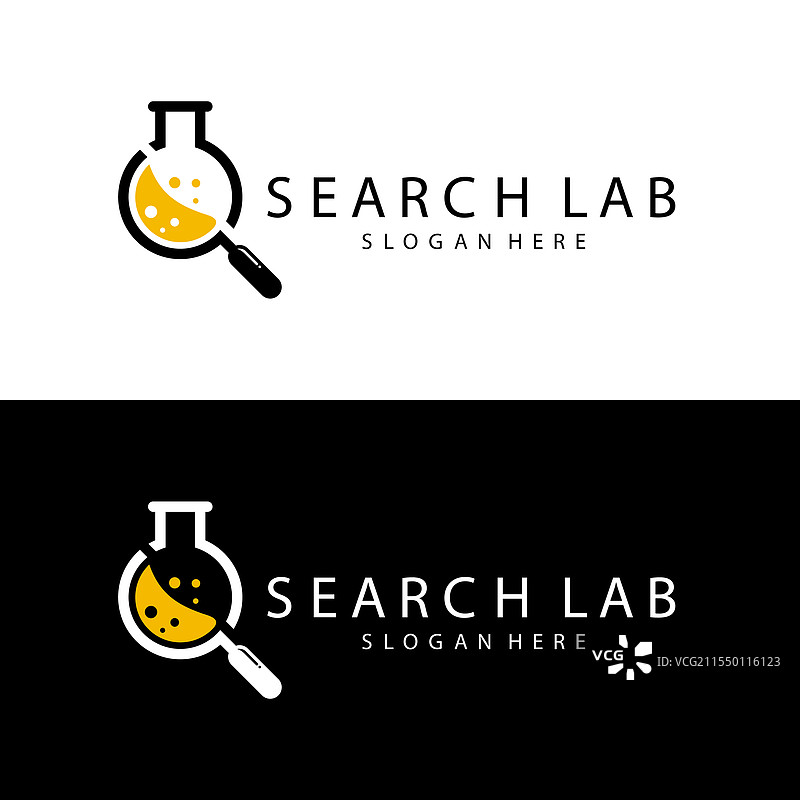 搜索与瓶装实验室标志设计模板图片素材