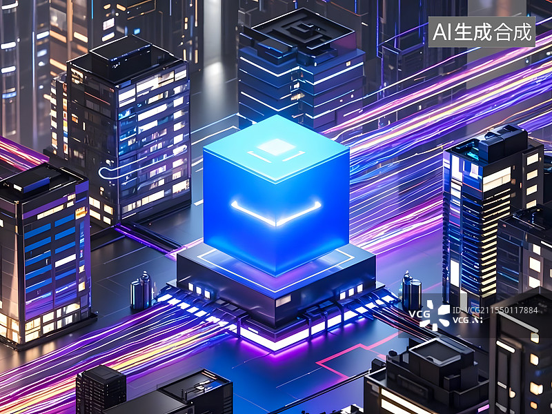 【AI数字艺术】都市之光|几何线条背景|商业大楼设计素材图片素材