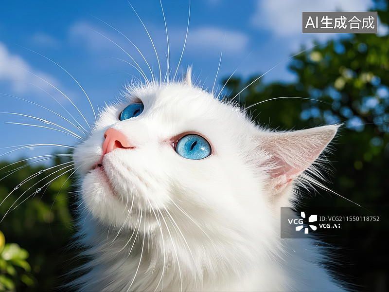 【AI数字艺术】猫咪的绿宝石眼睛的深邃凝视图片素材