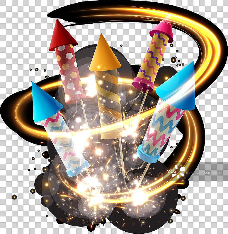 逼真的烟花爆竹与光亮的爆炸效果图片素材