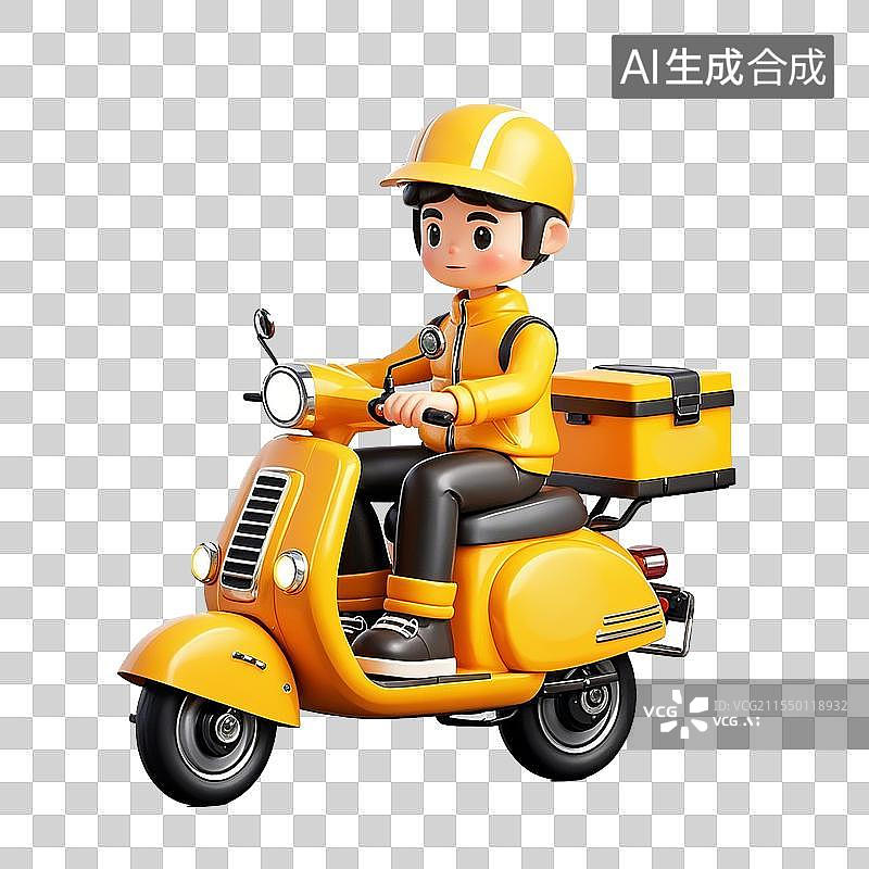 【AI数字艺术】骑电动车的外卖员图片素材