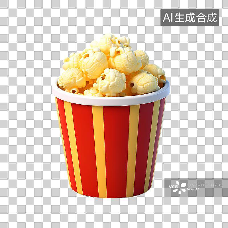 【AI数字艺术】3D渲染，爆米花，零食免抠元素图片素材